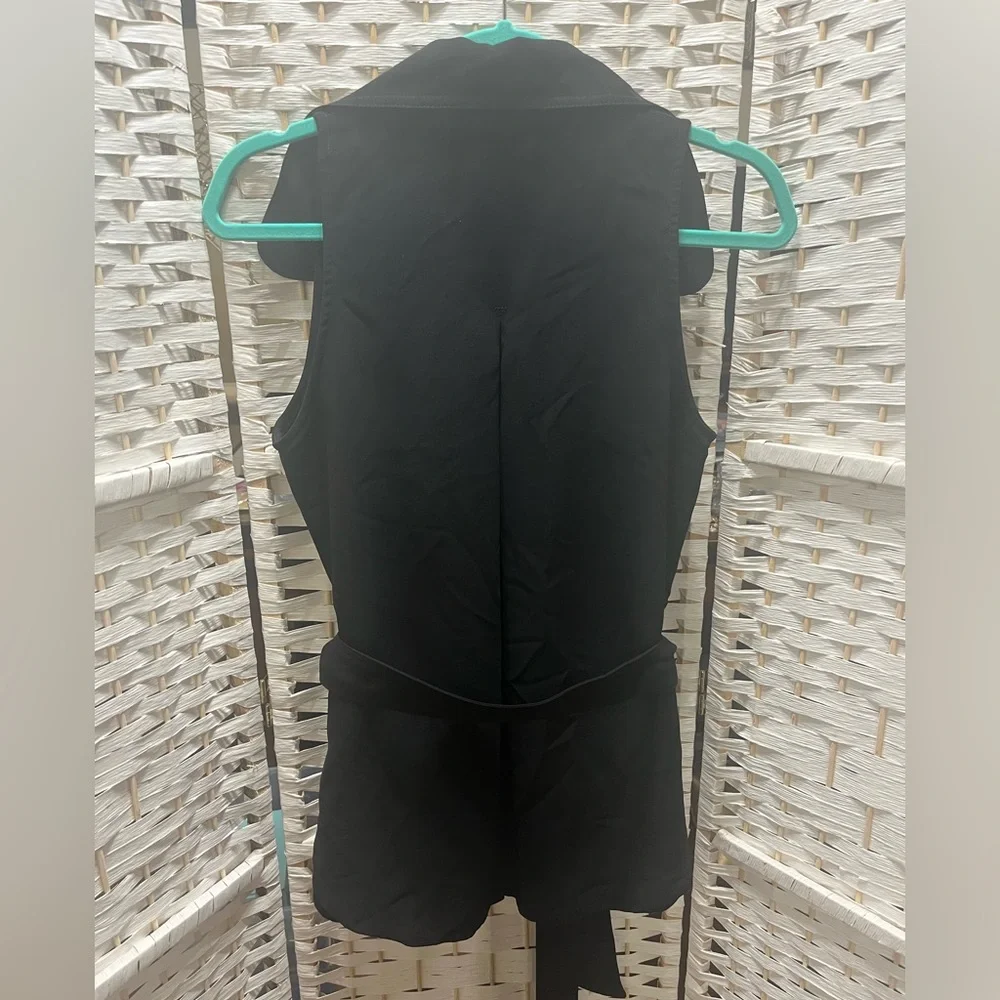 ZARA Black Sleeveless, Wrap Tunic Top with Tie-Waist Small - Picture 11 of 11